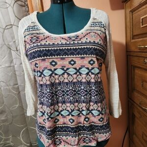 Maurices Multicolor Aztec Long Sleeve Top